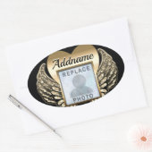 Gold Heart Photo Memorial Ovale Sticker (Envelop)