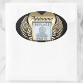Gold Heart Photo Memorial Ovale Sticker (Tas)