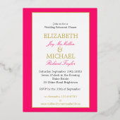 Gold Heart Pink Elegant Formal Wedding Rehearings Folie Uitnodiging (Achterkant)