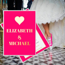 Gold Heart Pink Elegant Formal Wedding Rehearings