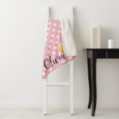 Gold Heart Pink en White Pattern Monogram Sherpa Deken (In situ)