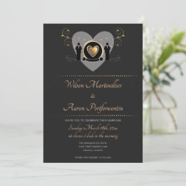 Gold Heart QR Code Male LGBTQ Weddenschap Kaart