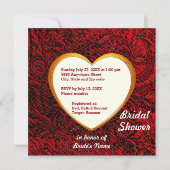 Gold Heart & Red Fabric Bridal Shower Kaart (Voorkant)