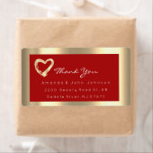 Gold Heart Red Rommed Weddenschap RSVP Etiket (Insitu)