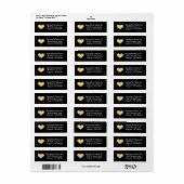 Gold Heart Return Adres Label (Full Sheet)