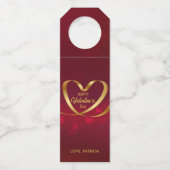 Gold Heart Ribbon Happy Valentine's Day Red Flessenhanger (Voorkant)