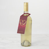 Gold Heart Ribbon Happy Valentine's Day Red Flessenhanger (Schuin)