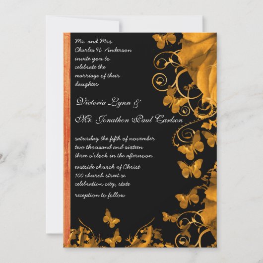 Gold Heart Rozen & Butterflies Weddenschap Kaart (Voorkant)