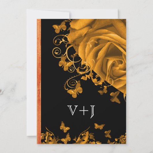 Gold Heart Rozen & Butterflies Weddenschap Kaart (Achterkant)