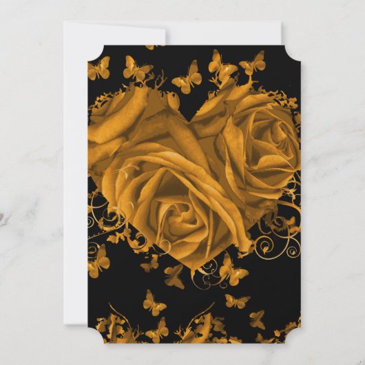 Gold Heart Rozen & Butterflies Weddenschap Kaart (Achterkant)