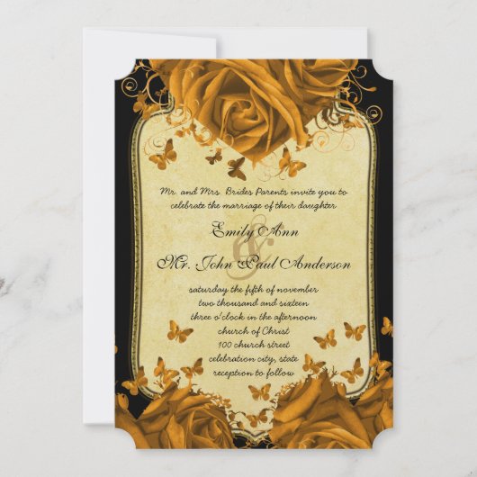 Gold Heart Rozen & Butterflies Weddenschap Kaart (Voorkant)