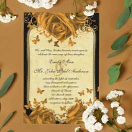 Gold Heart Rozen & Butterflies Weddenschap Kaart