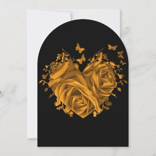Gold Heart Rozen & Butterflies Weddenschap Kaart (Achterkant)