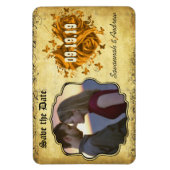 Gold Heart Rozen & Buttterflies Sla de datum op Magneet (Verticaal)