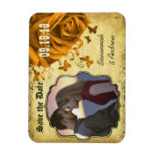 Gold Heart Rozen & Buttterflies Sla de datum op Magneet (Verticaal)