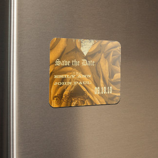 Gold Heart Rozen & Buttterflies Sla de datum op Magneet