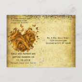 Gold Heart Rozen en Butterflies Sla de datum op Aankondigingskaart (Achterkant)
