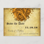 Gold Heart Rozen en Butterflies Sla de datum op Aankondigingskaart (Voorkant)