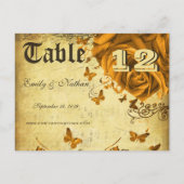 Gold Heart-Rozen en Butterflies-tabelnummer Briefkaart (Achterkant)