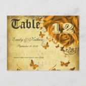 Gold Heart-Rozen en Butterflies-tabelnummer Briefkaart (Voorkant)