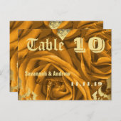 Gold Heart Rozen en Butterflies Table Number Kaart (Voorkant / Achterkant)