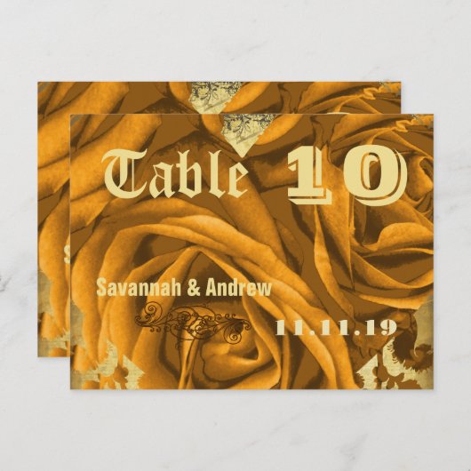 Gold Heart Rozen en Butterflies Table Number Kaart (Voorkant / Achterkant)