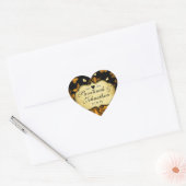Gold Heart Rozen en Butterflies Wedding Hart Sticker (Envelop)