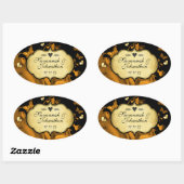 Gold Heart Rozen en Butterflies Wedding Seal Ovale Sticker (Vel)