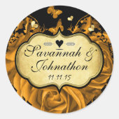 Gold Heart Rozen en Butterflies Wedding Seal Ronde Sticker (Voorkant)
