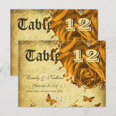 Gold Heart Rozen Tabel Nummer Kaart (Voorkant / Achterkant)