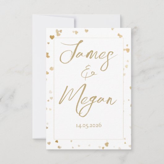 Gold Heart Save the Date Cards (Voorkant)