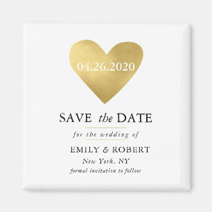 Gold Heart Save the Date Wedding Magnet