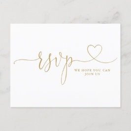 Gold Heart Script Song Request RSVP Card Uitnodiging Briefkaart
