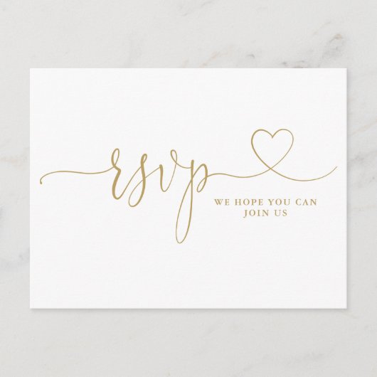 Gold Heart Script Song Request RSVP Card Uitnodiging Briefkaart (Voorkant)