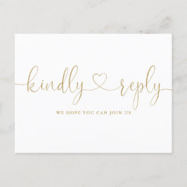Gold Heart Script Song Request RSVP Uitnodiging Briefkaart