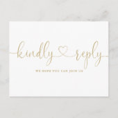 Gold Heart Script Song Request RSVP Uitnodiging Briefkaart (Voorkant)