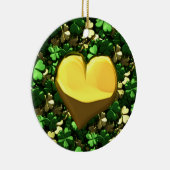 Gold Heart Shamrocks Keramisch Ornament (Rechts)