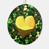 Gold Heart Shamrocks Keramisch Ornament (Links)