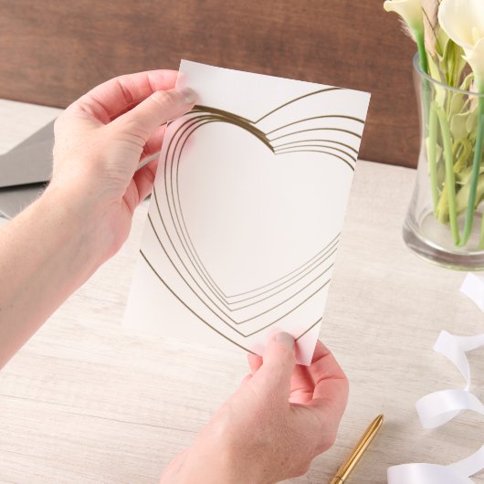 Gold Heart Shaped Corners Wedding  Vellum Uitnodigingen (Draagbaar)