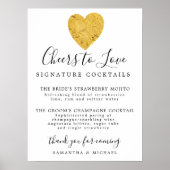 Gold Heart Signature Cocktails Weddenschap Poster (Voorkant)