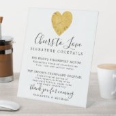 Gold Heart Signature Cocktails Weddenschap Reclamebord Met Voetstuk (Insitu)