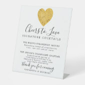 Gold Heart Signature Cocktails Weddenschap Reclamebord Met Voetstuk (Voorkant)