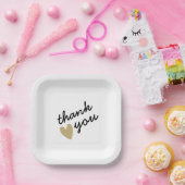 Gold Heart Simple Sincere Hartelijk dank Papieren Bordje (Feest)