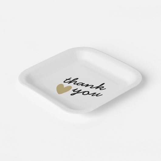 Gold Heart Simple Sincere Hartelijk dank Papieren Bordje (Gebogen)