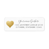 Gold Heart Simple Weduwen Return-adres Etiket (Voorkant)