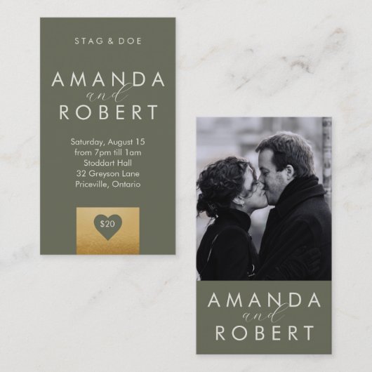 Gold Heart Stag & Doe Ticket (Voorkant / Achterkant)