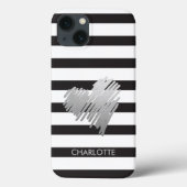 Gold Heart Striped Personalized Case-Mate iPhone Case (Achterkant)