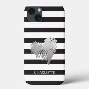 Gold Heart Striped Personalized Case-Mate iPhone Case