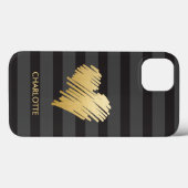 Gold Heart Striped Personalized Case-Mate iPhone Case (Achterkant (horizontaal))