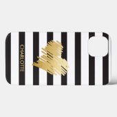 Gold Heart Striped Personalized Case-Mate iPhone Case (Achterkant (horizontaal))
